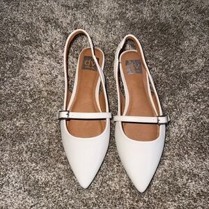 DV by Dolce Vita White Pointed-Toe Slingback Mary Jane Flats
